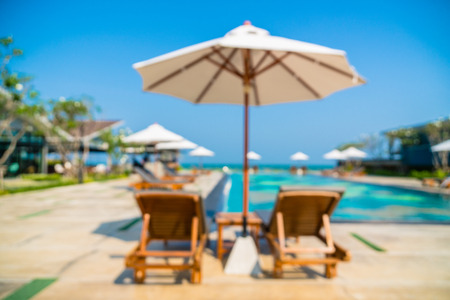 Abstract blur outdoor swimming pool in hotel and resort for backgroundの写真素材