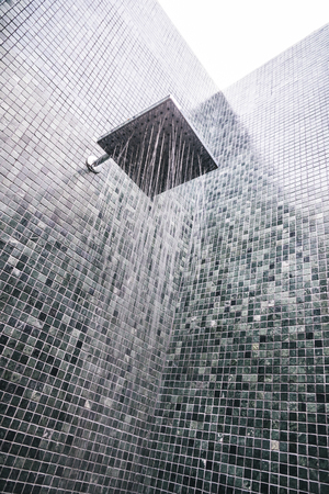 Head shower with water drop in bathroom interiorの写真素材