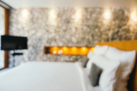 Abstract blur defocused hotel bedroom interior for background