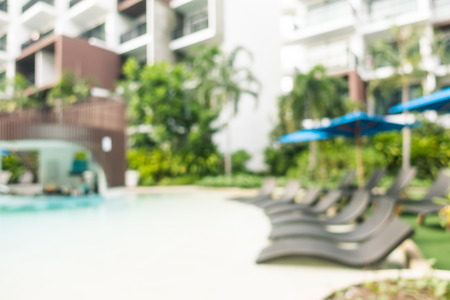 Abstract blur and defocused swimming pool in hotel and resort for backgroundの写真素材