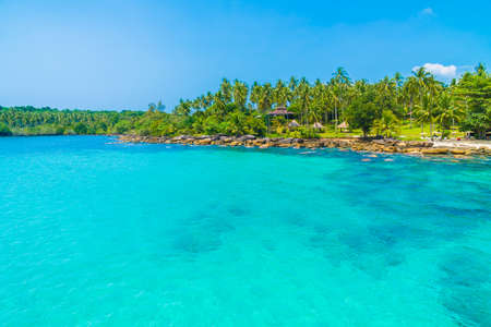 Beautiful tropical beach and sea with coconut palm tree in paradise island - Holiday Vacation conceptの写真素材