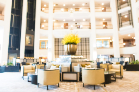 Abstract blur and defocused beautiful luxury hotel lobby and lounge interior for backgroundの写真素材