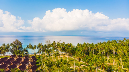 Aerial view with beautiful tropical sea and beach landscape for travel - Holiday Vacation conceptの写真素材