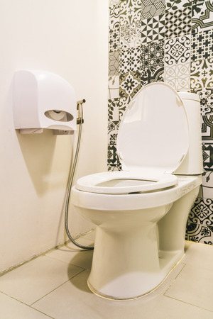 White toilet bowl seat decoration interiorの写真素材