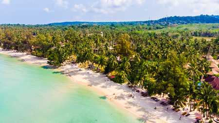 Aerial view with beautiful tropical sea and beach landscape for travel - Holiday Vacation conceptの写真素材