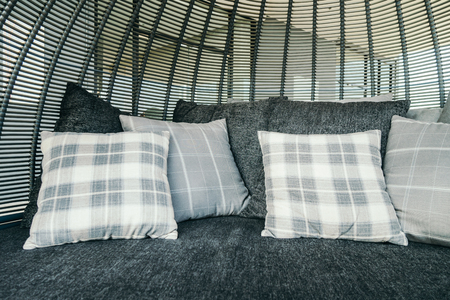 Pillow on bed decoration living areaの写真素材