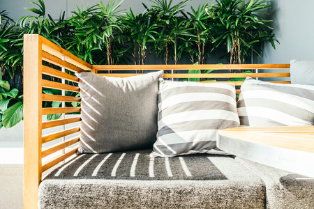 Pillow on bed decoration living areaの写真素材