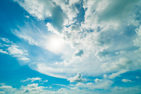 Beautiful white cloud on blue sky backgroundの写真素材