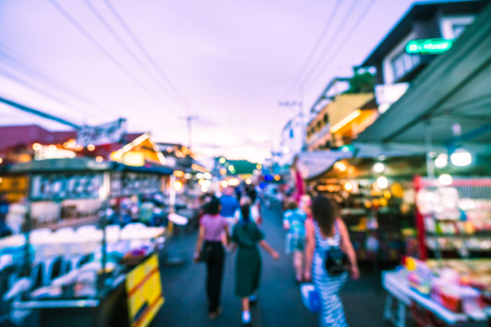 Abstract blur hua hin night market street for backgroundの写真素材