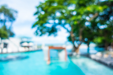 Abstract blur and defocused beautiful outdoor swimming pool in hotel and resort for backgroundの写真素材