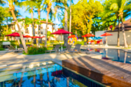 Abstract blur and defocused beautiful outdoor swimming pool in hotel and resort for travel and vacationの写真素材