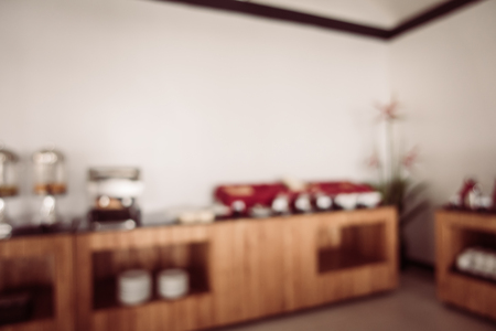 Abstract blur and defocused restaurant and coffee shop interior for background - Vintage Filterの写真素材