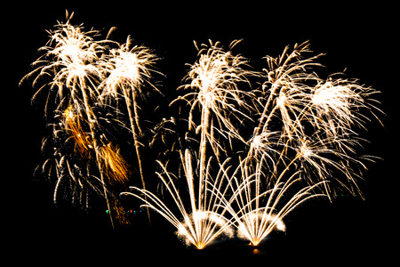 Beautiful color fireworks display on black sky at night for celebration
