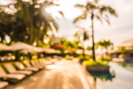 Abstract blur and defocused beautiful outdoor swimming pool in hotel and resort for travel and vacationの写真素材