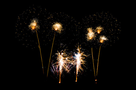 Beautiful color fireworks display on black sky at night for celebration