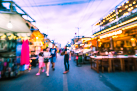 Abstract blur hua hin night market street for backgroundの写真素材