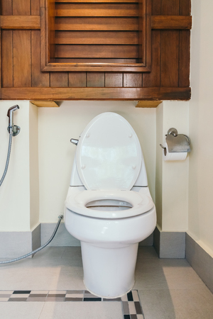 White bowl seat decoration in bathroom interiorの写真素材
