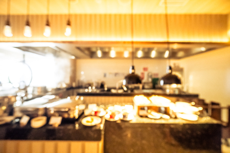 Abstract blur and defocused restaurant and coffee shop interior for backgroundの写真素材