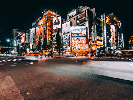 TOKYO, JAPAN - 5 AUG 2018 : A lot of signs in Akihabara area , The place with electronics , video games computer and other for shopping in mall and department storeのeditorial素材