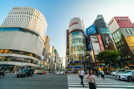 TOKYO JAPAN - 1 AUG 2018 : Ginza area is the best luxury shopping mall and department store in tokyo japanのeditorial素材