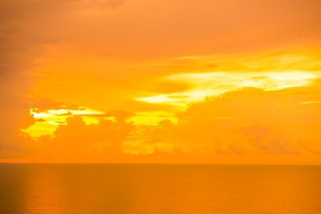 Beautiful tropical sea and ocean on cloud with sky at sunrise timesの写真素材