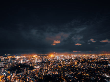 Beautiful city with architecture and building in tokyo cityscape japan at nightのeditorial素材