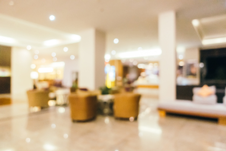 Abstract blur and defocused hotel lobby and resort interior for background and surfaceの写真素材