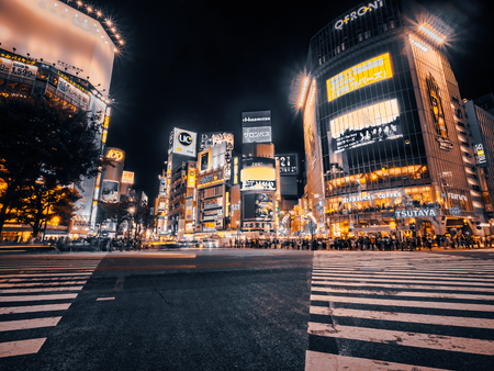 SHIBUYA TOKYO JAPAN - JULY 29 , 2018 : Pedestrians people crosswalk around Shibuya district area in...
