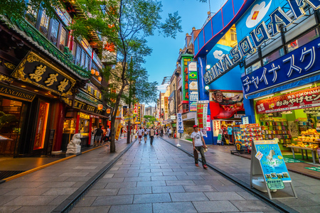 Yokohama japan 26 Jul 2018 : China town is the popular place for enjoy chinese food restaurant in yokohama city japanのeditorial素材
