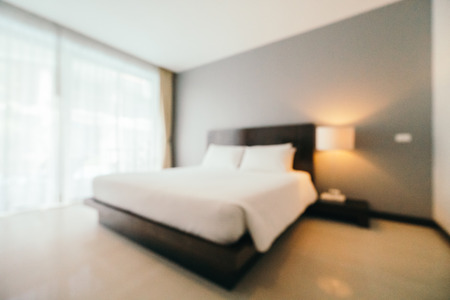 Abstract blur and defocused bedroom interior of hotel for background