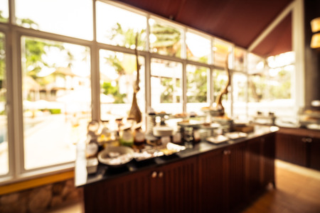 Abstract blur restaurant and coffee shop cafe interior for backgroundの写真素材