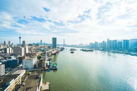 Beautiful architecture building cityscape in macau city skylineの写真素材