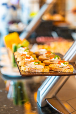 Sweet dessert bakery catering buffet in restaurant and coffee shop cafeの写真素材