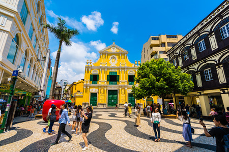 China, Macau - September 6 2018- Beautiful old architecture building with st dominics church in macau cityのeditorial素材
