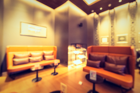 Abstract blur and defocused coffee shop and restaurant interior for backgroundの写真素材