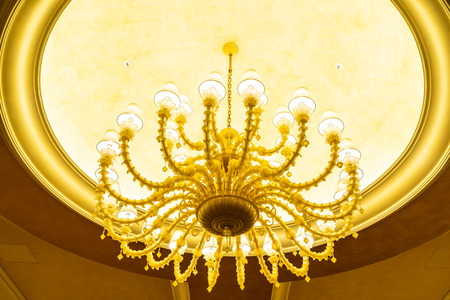 Beautiful luxury electric ceiling light lamp decoration interior of roomの写真素材