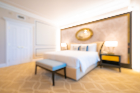Abstract blur and defocused bedroom interior for backgroundの写真素材