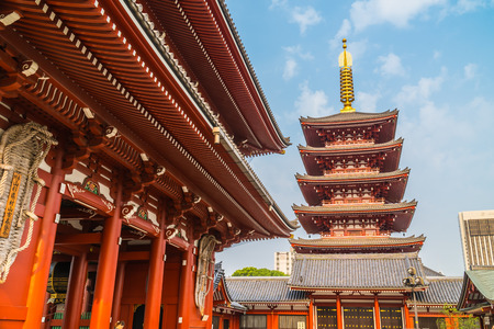 Beautiful architecture building sensoji temple is the famous place for visit in asakusa area tokyo japanのeditorial素材