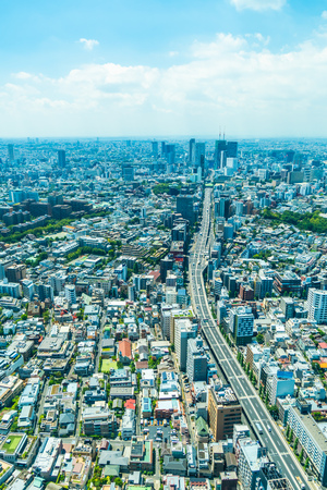 Beautiful architecture building cityscape of tokyo japanのeditorial素材