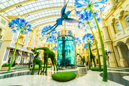 China, Macau - September 9 2018 - Beautiful luxury interior of mgm hotel resort and casino in macau cityのeditorial素材