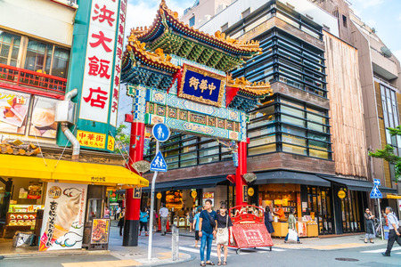 Yokohama japan 26 Jul 2018 : China town is the popular place for enjoy chinese food restaurant in yokohama city japanのeditorial素材