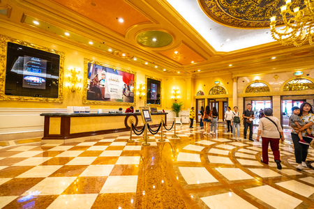 China, Macau - September 10 2018 - Beautiful luxury hotel resort and casino game in Venetian landmark of macau cityのeditorial素材