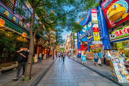 Yokohama japan 26 Jul 2018 : China town is the popular place for enjoy chinese food restaurant in yokohama city japanのeditorial素材