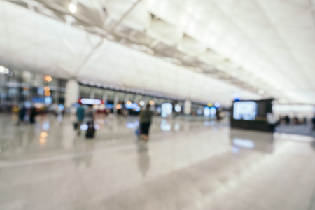 Abstract blur and defocused airport terminal interior for backgroundの写真素材