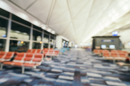 Abstract blur and defocused airport terminal interior for backgroundの写真素材
