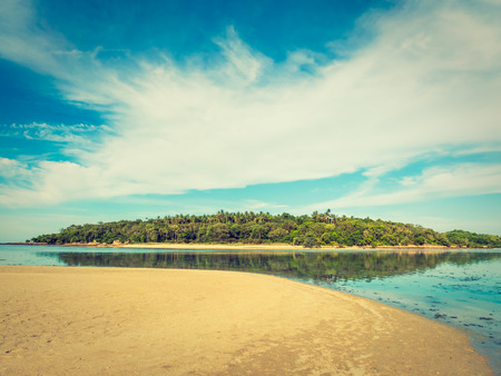 Beautiful tropical beach and sea with coconut palm tree for travel and vacationの写真素材