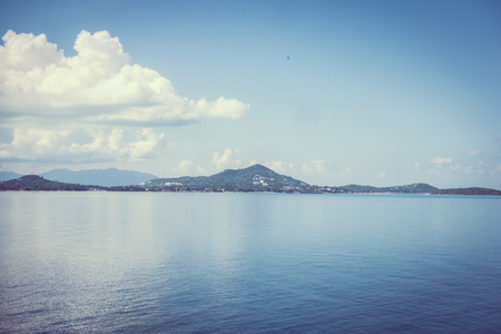 Beautiful aerial view sea ocean in samui island in Thailand for vacation and travelの写真素材