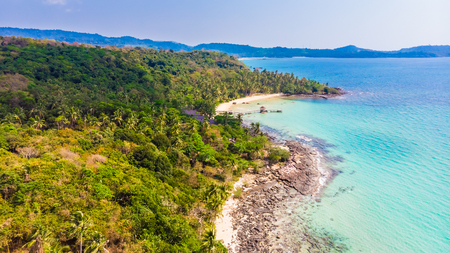 Aerial view with beautiful tropical sea and beach landscape for travel - Holiday Vacation conceptの写真素材