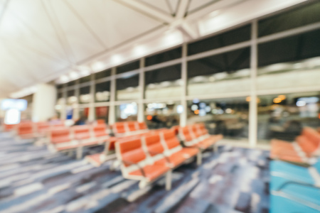 Abstract blur and defocused airport terminal interior for backgroundの写真素材