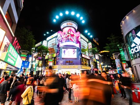 Taipei, Taiwan - November 27 2018 : Ximending street market is the popular district in taiwanのeditorial素材